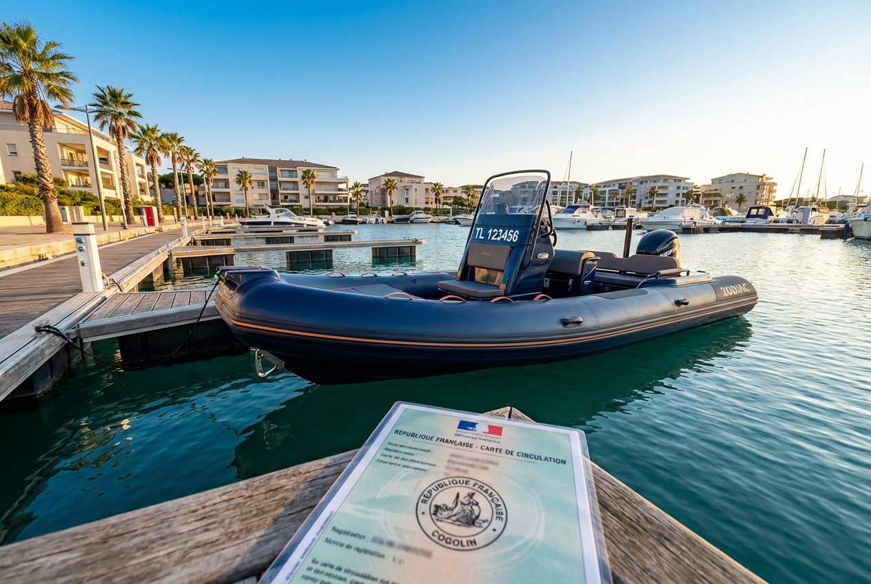 bateau zodiac avec carte de circulation